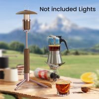 1 PCS Portable Camping Light Stand Foldable Aluminum Alloy Camping Desktop Light Tripod Stand Holder Camping Lamp Rack Walnut