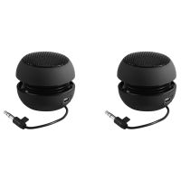 2X Mini Portable Travel Loud Speaker with 3.5mm Audio Cable Low Voltage Built-in Battery Retractable Speaker for IPod