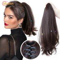 MEIFAN Claw on Ponytail Clip in Hair Extensions Straight Pony Tail Hairpiece High Temperature Fiber Synthetic Short Hairstyles Wig  Hair Extensions  P