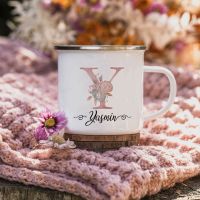 hotx【DT】 Custom Mugs Personalized Enamel Cups with Initial Name Birthday Day Wedding Engagement Gifts Grandma Bridesmaid