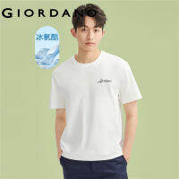 GIORDANO ผู้ชาย เสื้อยืดคอกลมพิมพ์ลายเทคโนโลยีขั้นสูงให้ความรู้สึกเย็นสบายด้วยน้ำแข็งออกซิเจน Free Shipping 01023427GHYJ