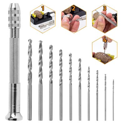 11Pcs Hand Twist Drill Bits Set Precision Pin Mini Micro Rotary Polymer Clay Metal Tool for Punch Hole WoodWorking Tools Kit