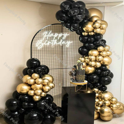 122pcs Matte Black Chrome Gold Balloons Garland Gender Reveal Baby Shower Graduation Wedding Decoration Birthday Party Kit