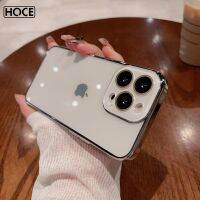 HOCE เคสโทรศัพท์แบบใสคริสตัลบางพิเศษสำหรับ iPhone 11 12 13 14 Plus Pro ชุบฟิล์มป้องกันเลนส์ใสสูงสุดเคสกันกระแทก