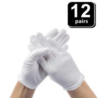 24PCS White Gloves 12 Pairs Soft Cotton Gloves Coin Jewelry Silver Inspection Gloves Stretchable Lining Glove