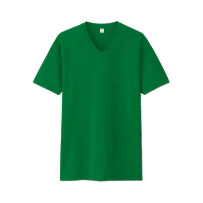 Tatchaya เสื้อยืด คอตตอน สีพื้น คอวี แขนสั้น Green (สีเขียว) Cotton 100%