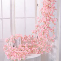 5pc 180cm Cherry Blossom Rattan Home Wedding Arch Decoration Vine Artificial Flowers DIY Silk Ivy Wall Hanging Garland Wreath