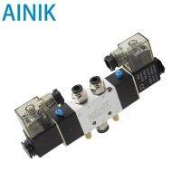 【hot】✿△▧ 4V120-06 4V420-15 4V320-10 Pneumatic Solenoid 5 way 2 Position 1/4 Aluminum Alloy DC12V DC24V AC110V AC220V