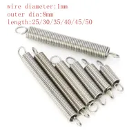 2-5pcs 1.0*8*L 1.0mm stainless steel Tension spring with a hook extension outer dia 8mm spring length 20mm to 150mm Cleaning Tools