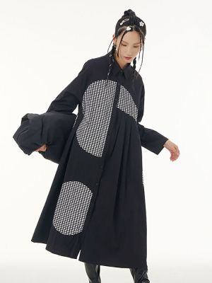XITAO Dress Casual Fashion Geometric Single Breasted Loose Shirt Dress