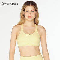 Wakingbee Trash Not Bra (Yellow) สปอร์ตบรา มีซิปหน้า ทรงสวย กระชับ ทำจากผ้ารีไซเคิลรักษ์โลก กันยูวี แห้งเร็ว มีฟองน้ำ