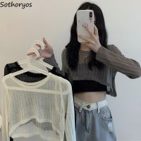 【Miki Xinyuan】 Shrugs Women Breathable O-Neck Hollow Out Sun Shading Crop Tops BoleroSexy Loose Shawl Trendy