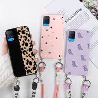 For OPPO A54 A74 5G A 54 74 Back Cover Necklace Lanyard Rope Case For OPPOA54 OPPOA74 Bumper Coque Cases Silicone Fundas Carcasa