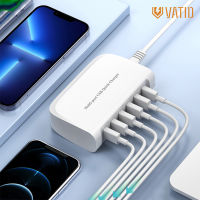 Vatid QC3.0 6 Port USB Phone Charger 84W Fast Charging Desktop Portable Charging Station for Samsung Xiaomi