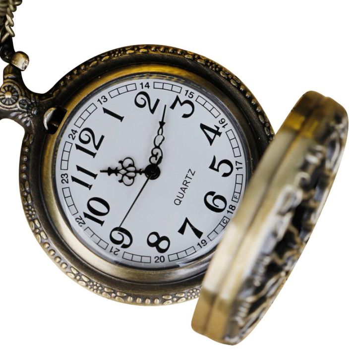 นาฬิกาพกแบบสตีมพังค์ดีไซน์แบบกลวงลายต้นไม้แห่งชีวิตพร้อมห่วงโซ่-fob-สร้อยคอลูกปัดจี้นาฬิกาของผู้หญิง-cf1088ของขวัญผู้ชาย