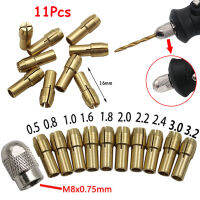 11ชิ้น0.5-3.2มม.หัวเจาะทองเหลือง Chucks Collet Bits 4.8Mm Shank น็อตสกรูสำหรับ Dremel สว่านอุปกรณ์เครื่องเจาะ