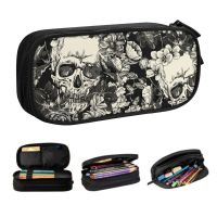 Skulls And Roses Pencil Cases for Girl Boy Large Capacity Gothic Moth Pen Bag Box School Supplies