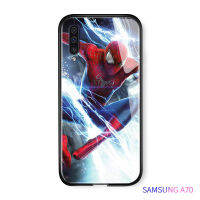 UCUC เคสโทรศัพท์เคสสำหรับ Samsung Galaxy A70,เคสแข็งกันกระแทกซุปเปอร์ฮีโร่สไปเดอร์-แมนขอบนิ่มเคสหลังกระจกนิรภัย