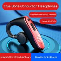 ♈ W8 Bone Conduction Digital Display Vibrator Business Wireless Headphones Blue tooth Earphone Not In ear Hanging Ear Type Headset