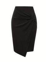 xixibeauty High Waist Stretchy Pencil Skirt, Work Business Solid Skirt, Womens Clothing