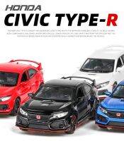 รถฮอนด้าซีวิค TYPE-R โมเดลรถเหล็กของเล่นไฟเสียงคอลเลกชันรถยนต์ของเล่นสำหรับของขวัญสำหรับเด็ก