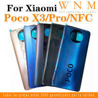 ฝาครอบแบตเตอรี่หลังสำหรับ Xiaomi Poco X3 Pro/ X3 Nfc/ X3พร้อมโลโก้ฝาหลังแบตเตอรี่ส่วนอะไหล่กรอบประตูด้านหลังที่มีกาว