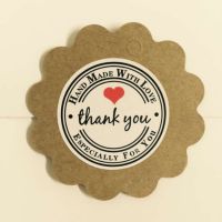 สติ๊กเกอร์ สติ๊กเกอร์ติดถุงขนม sticker ลาย thank you ️+handmade 1 แผ่น/12 ดวง