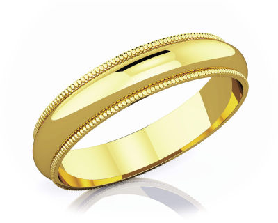 แหวนหมั้นทอง 18K แบบเกลี้ยง 4 mm Milgrain Edge Romantic Classic