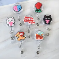 1 ชิ้นวันวาเลนไทน์ Retractable Nurse Badge Reel น่ารัก Cat Love นักเรียนชื่อแท็ก ID Card Holder พวงกุญแจ Lanyard-Huidkeir