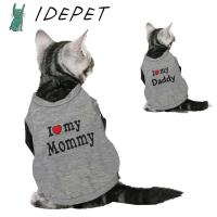 Love Cat Clothes Cotton Pet T Shirts Clothing For Cats Kittens Vest Small Dog Clothes Mommy Daddy Vest  Gatos Pet Clothing 35S1