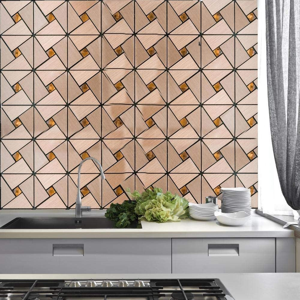 5 Sheets Peel and Stick Tiles Backsplash for Kitchen Bedroom TV Backgound,Black White Hexagon Self-Adhesive Aluminum Surface Metal Mosaic Tiles Sticker Stick On Barthroom Tiles 12 x 12