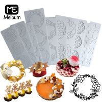 Meibum Garland Leaves Design Ring Texture Sugar Craft Silicone Pad Dessert Border Decorating Cake Molds Chocolate Mould Lace Mat Bread  Cake Cookie Ac