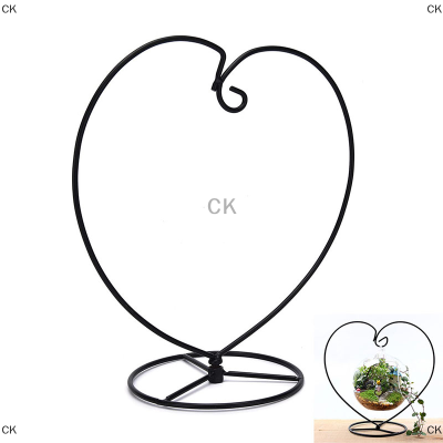 CK Black Heart-shaped เหล็กแขวนโรงงานแจกันแก้ว Terrarium Stand Holder