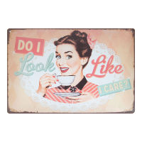 ป้ายสังกะสวินเทจ Do I Look Like I Care?, ขนาด 20x30 ซม