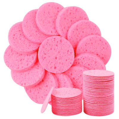 50pcs Wood Pulp Pink Compress Face Cleaning Pad Water Absorb Sponge for Women Mekup Removal Puff Facial Exfoliat Baby Bath Tools