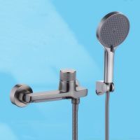 Wall Mounted Shower System Set Waterfall Shower Head Brass Adjustable Shower Holder Bar Bathroom Accessories Hot Cold Mixer Taps Showerheads