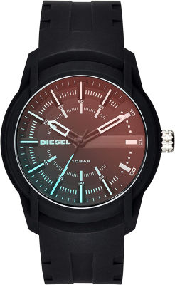 Diesel Mens Armbar Stainless Steel Quartz Watch Black Irridescent