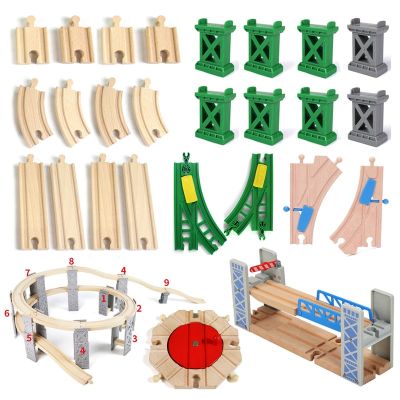 All Kinds Wooden Train Track Accessories Beech Wooden Railway Track fit for All Brand Train Toys for Children Educational