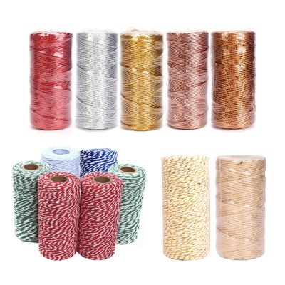 【CC】 100m Roll Polyester Cotton Rope Jute Cords Metallic Yarn Twine Tag String for Decoration Supplies