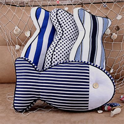Striped Fish Shape Cushion Cotton Linen Car Home Office Sofa Chair Seat Throw Pillow Bedroom Decoration