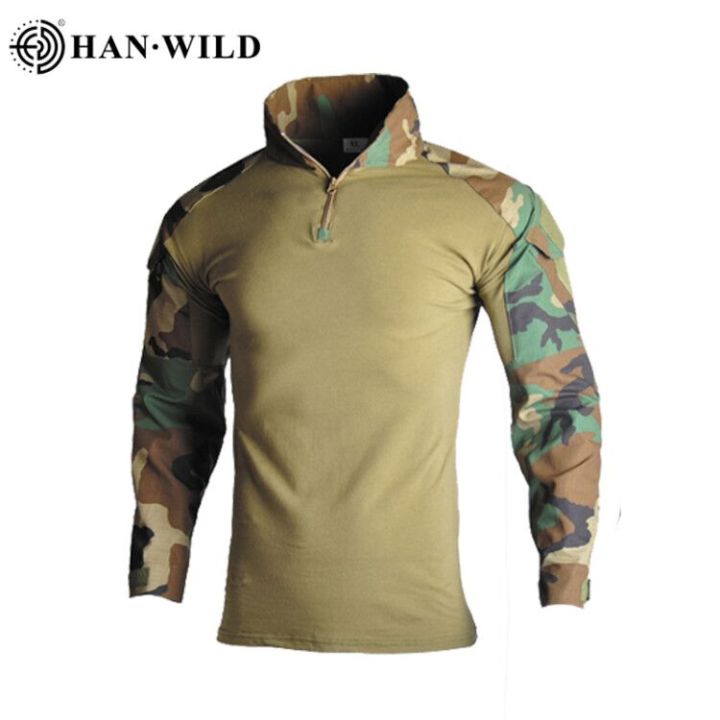 han-เสื้อทหารป่าชุดทหารยุทธวิธีชุดทหารเสื้อต่อสู้ผู้ชายเสื้อผ้าการพรางตัวหลายจุดกางเกงตกปลาทำลายสีเขียว