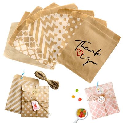 25pcs Kraft Paper Bags Thank You Bags Treat Candy Cookie Bags for Christmas Wedding Birthday Party Favors 2022 New Year Gift Bag Tapestries Hangings