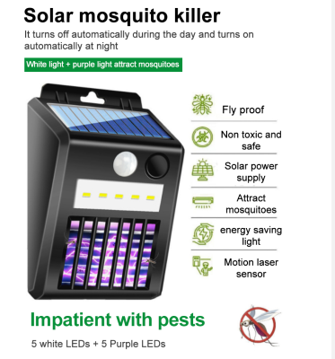 เครื่องไล่แมลงในสวนระบบโคมไฟกำจัดยุงพลังงานแสงอาทิตย์ระบบโคมไฟติดผนังเซ็นเซอร์แบบ Quicklink ใช้ในสวนสนามหญ้าเครื่องไล่แมลงไร้เสียง
