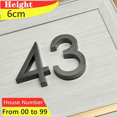 Door Plate 2Pcs/Set House Number 6CM Modern Grey Plaque Hotel Office Address Digits Sticker Plate Signs ABS Plastic 00-99 Label