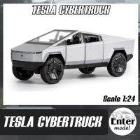 ??พร้อมส่ง?? โมเดลรถเหล็ก​ รถ​กระบะ รถไฟฟ้า มีเสียง​มีไฟ TESLA CYBER TRUCK ยาว 23cm สเกล 1/24