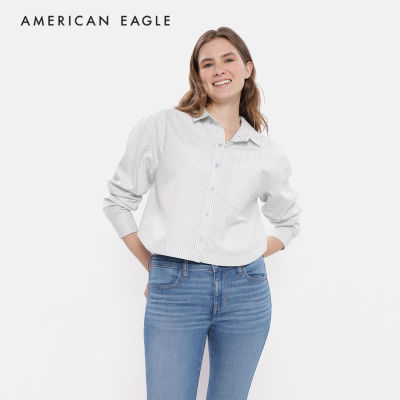 American Eagle Cropped Oxford Button-Up Shirt เสื้อเชิ้ต ผู้หญิง อ็อกฟอร์ด ครอป (NWSB 035-5265-401)