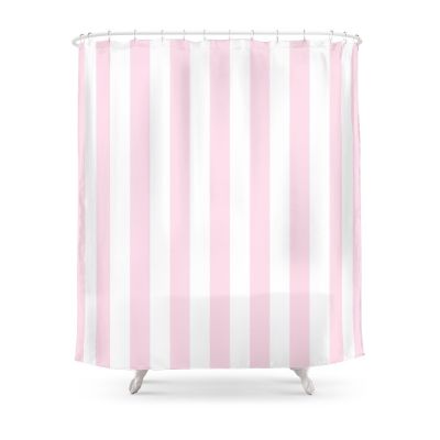 Pink And White Stripes, Vertical Shower Curtain With Hooks Home Decor Waterproof Bath Creative 3D Print Bathroom Curtains