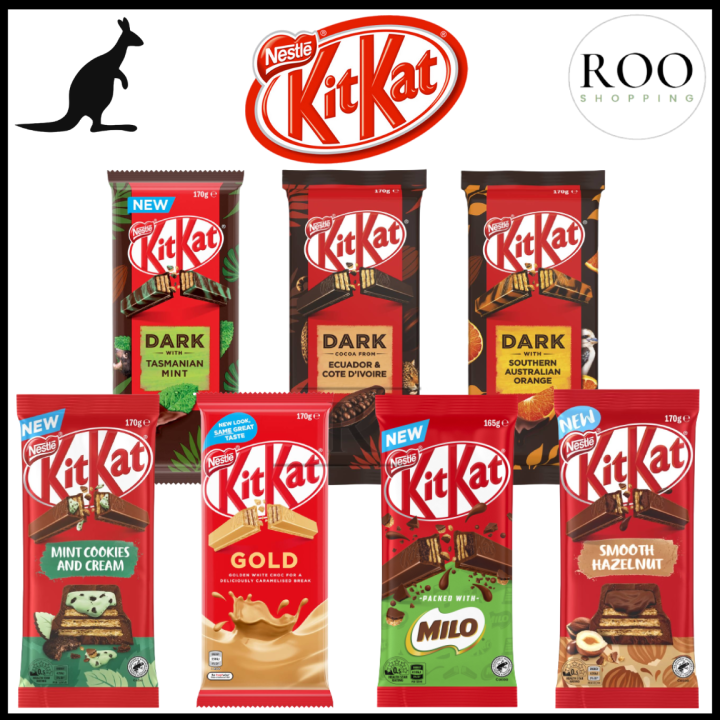 Kit Kat Australia Dark Chocolate / Kit Kat Milo / Gold / Cookies Cream / Hazelnut Lazada