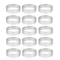 15Piece Tart Ring Heat-Resistant Perforated Cake Mousse Ring Round Ring Baking Doughnut Tools Stainless Steel