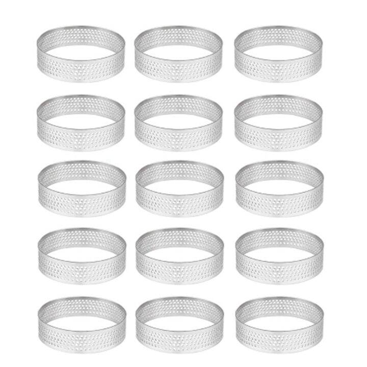 15piece-tart-ring-heat-resistant-perforated-cake-mousse-ring-round-ring-baking-doughnut-tools-stainless-steel